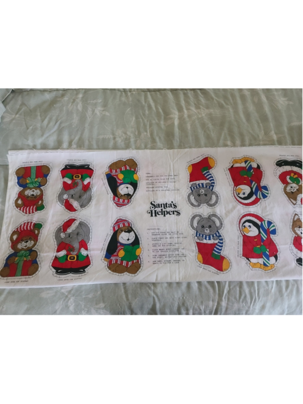 Lot of 3 Vintage Santa’s Helpers Christmas Fabric Panels Cut & Sew
